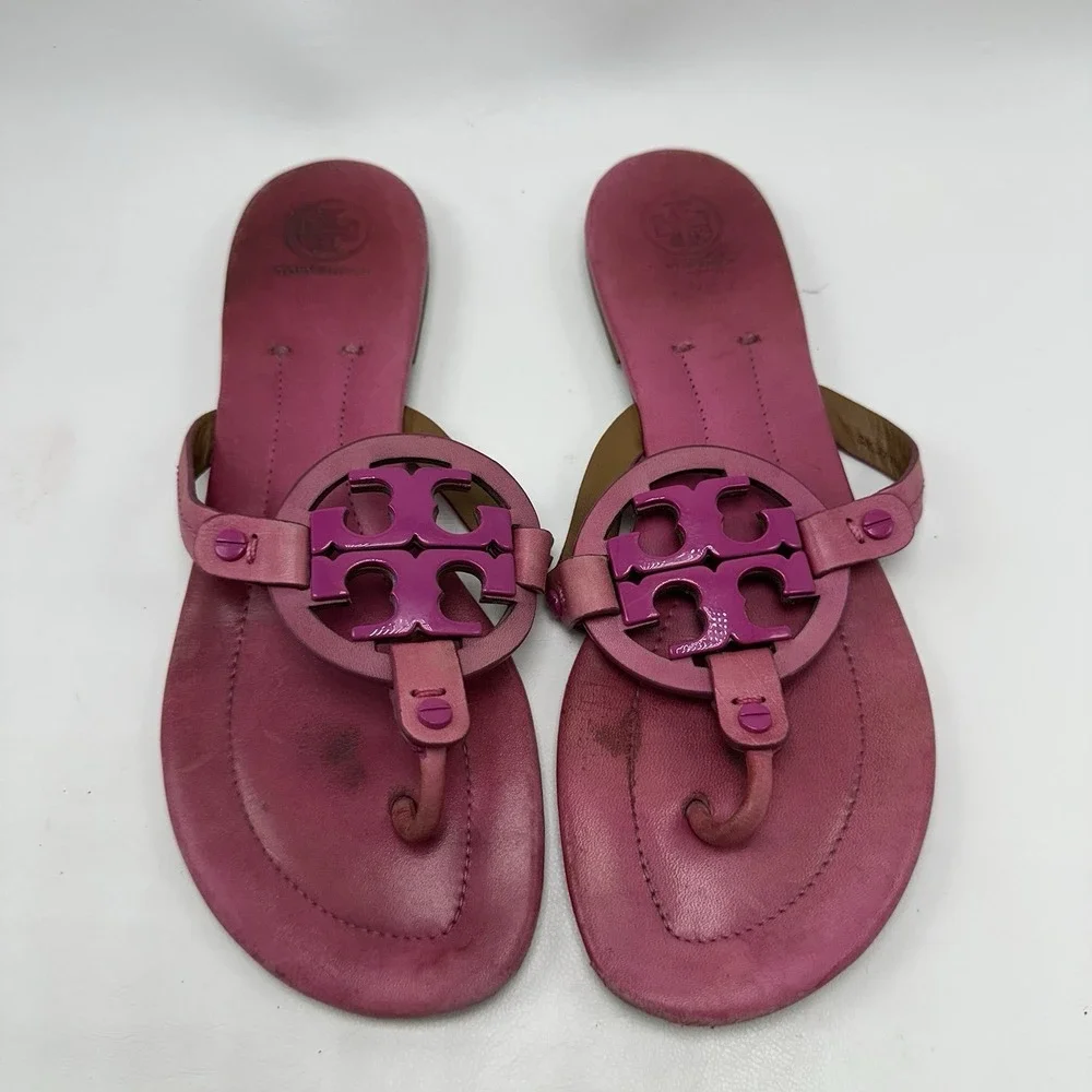 Tory Burch Miller Sandals Pink Weather Thong Size 9.5 M Shoes Flat Rose‎